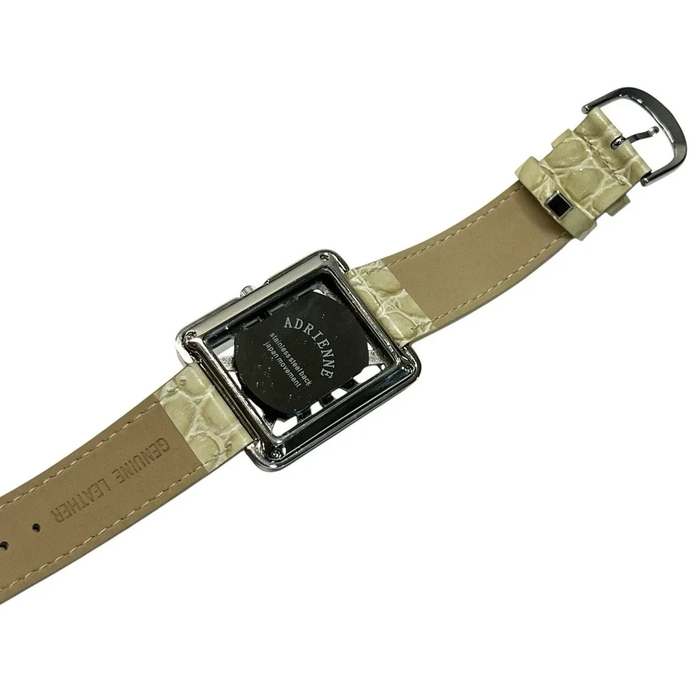 ADRIENNE Quartz Collection Japan Movement Club Watch White Croc Strap Needs Bat